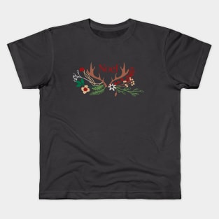 Noel Rustic, Antler Christmas Design Kids T-Shirt